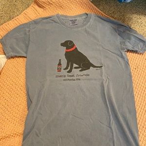 Blue tshirt, mans bestfriend